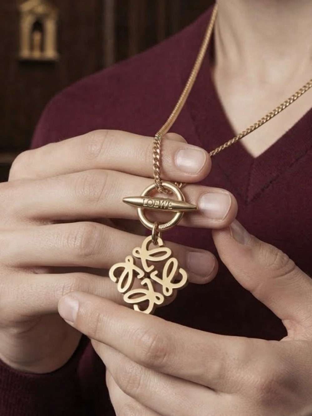 LOEWE Anagram Toggle Pendant Necklace
